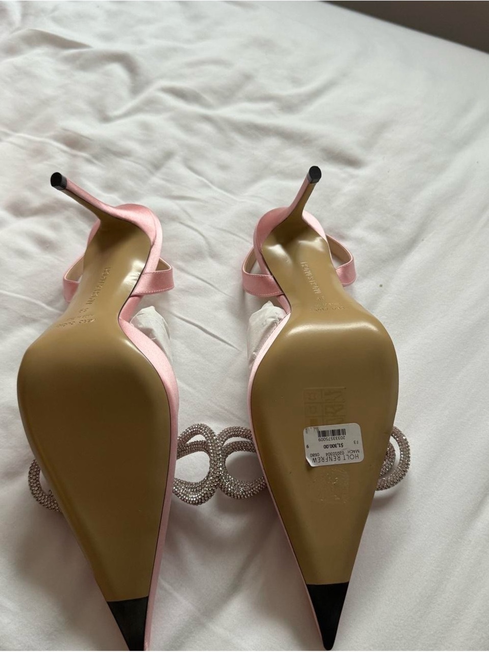 MACH & MACH Pink Crystal Bow Slingback Heels - Picture 7 of 7